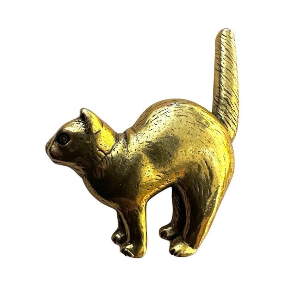 Vintage MMA Gold tone Cat Brooch - Authentic Museum Piece!